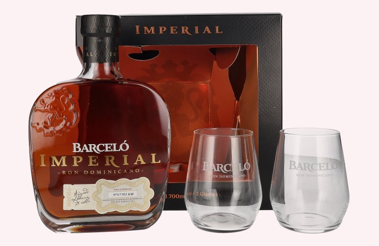 Barceló Imperial Ron Dominicano 38% Vol. 0,7l in geschenkverpakking met 2 Bril