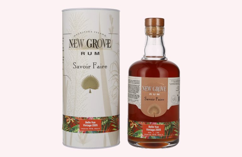 New Grove SAVOIR FAIRE Belle Vue Vintage 15 Years Old 2005 45% Vol. 0,7l in geschenkverpakking