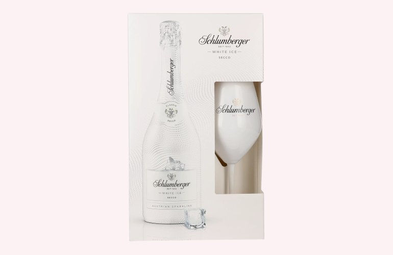 Schlumberger WHITE ICE Austrian Sparkling Secco 11,5% Vol. 0,75l in geschenkverpakking met Ritzenhof Glas