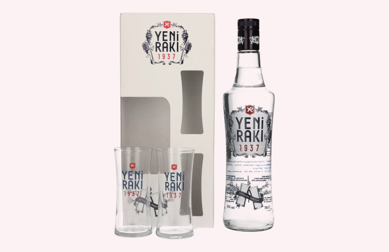 Yeni Raki 45% Vol. 0,7l en boîte cadeau avec 2 Verres