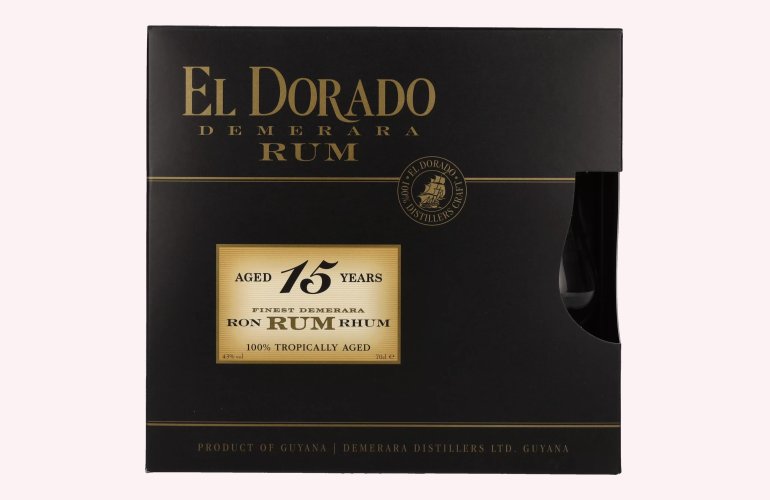 El Dorado 15 Years Old Finest Demerara Rum SPECIAL RESERVE 43% Vol. 0,7l en boîte cadeau avec 2 Verres