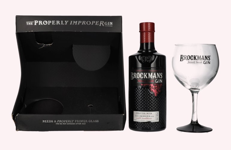 Brockmans Intensely Smooth PREMIUM GIN 40% Vol. 0,7l en boîte cadeau avec Verre