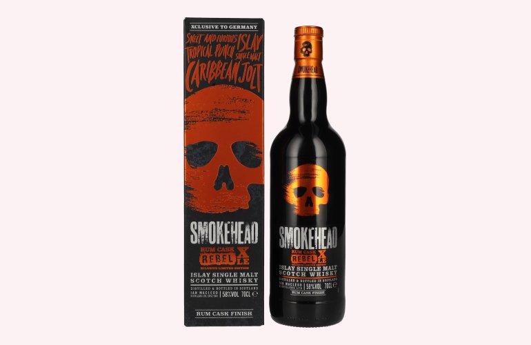 Smokehead RUM REBEL Rum Cask XLE Islay Single Malt Xclusive Limited Edition 58% Vol. 0,7l in geschenkverpakking