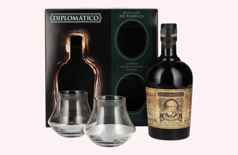 Diplomático SELECCIÓN DE FAMILIA Rum 43% Vol. 0,7l in Geschenkbox mit 2 Gläsern