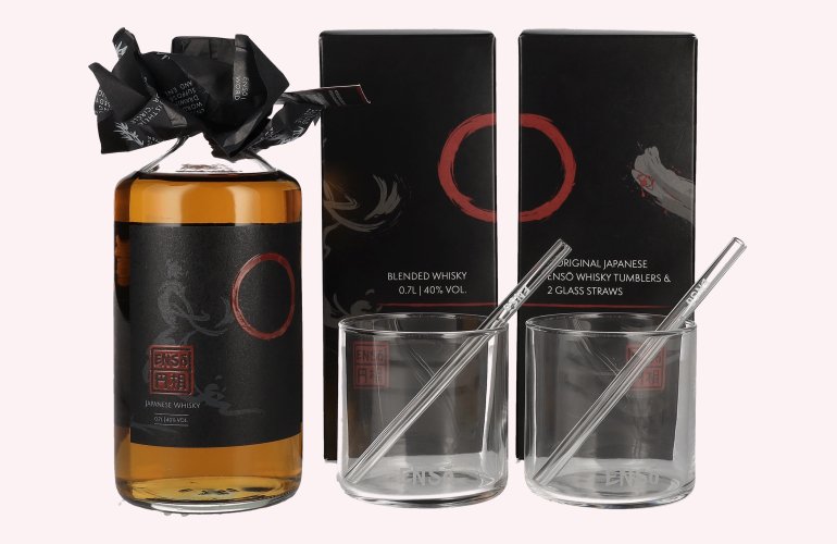 Ensō Japanese Whisky 40% Vol. 0,7l en boîte cadeau avec 2 Verres et Verrestrohhalmen