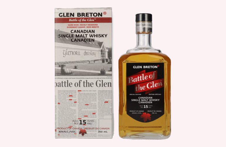 Glen Breton Battle of the Glen 15 Years Old Canadian Single Malt Whisky 43% Vol. 0,7l in geschenkverpakking