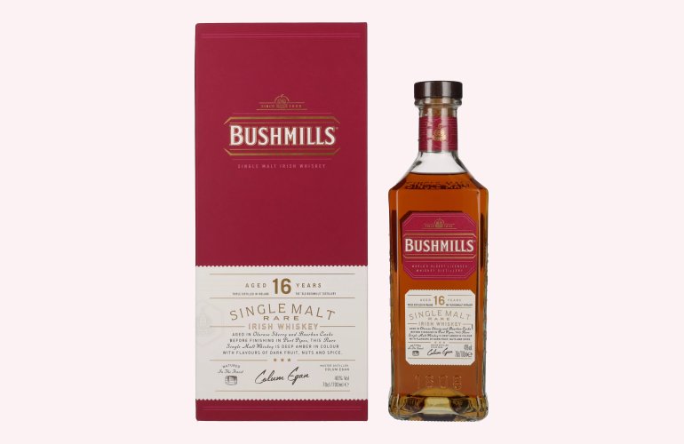 Bushmills 16 Years Old TRIPLE DISTILLED Single Malt Whiskey 40% Vol. 0,7l en boîte cadeau