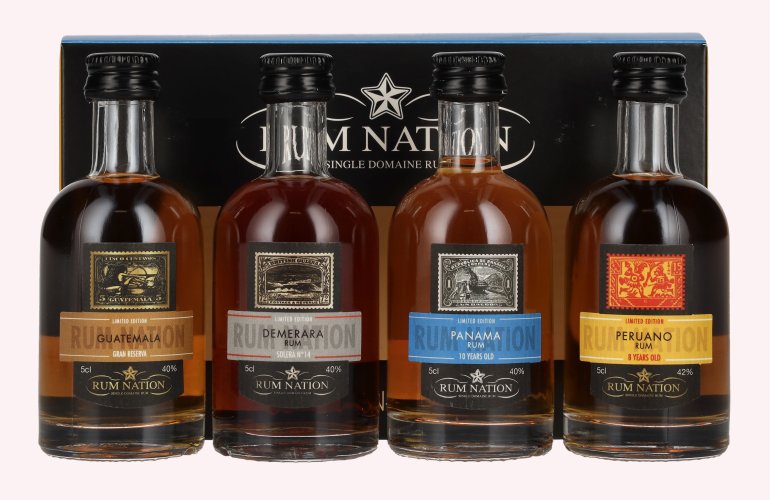 Rum Nation Rumset 40,5% Vol. 4x0,05 Liter en boîte cadeau