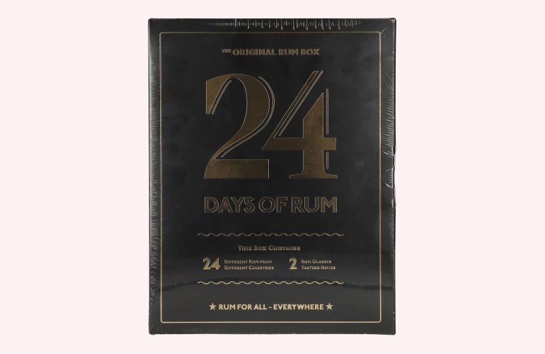 24 DAYS OF RUM The Original Rum Box Black Edition 41,3% Vol. 24x0,02l en boîte cadeau avec 2 Nosing Verres