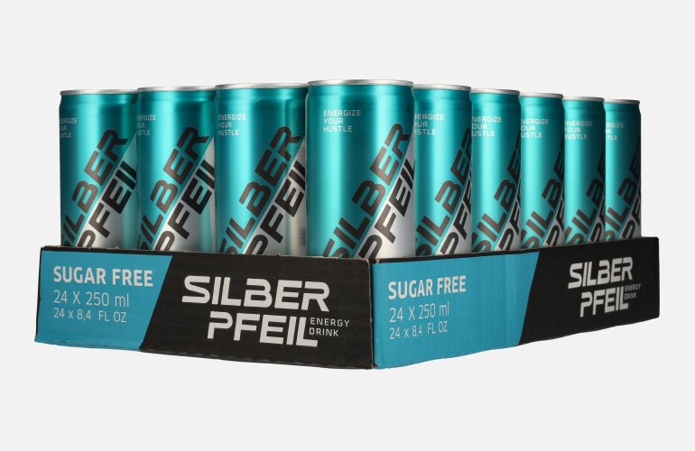 SILBERPFEIL Energy Drink SUGAR FREE 24x0,25l Dosen