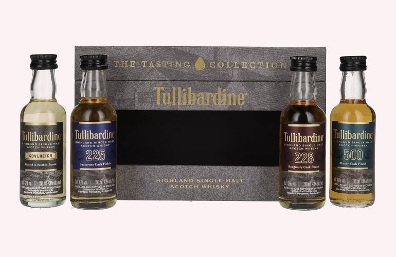 Tullibardine Tasting Collection Set 43% Vol. 4x0,05l in geschenkverpakking