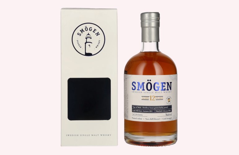 SMÖGEN 12 Years Old Distillery Estate Barley Swedish Single Malt Whisky 56,6% Vol. 0,5l in geschenkverpakking