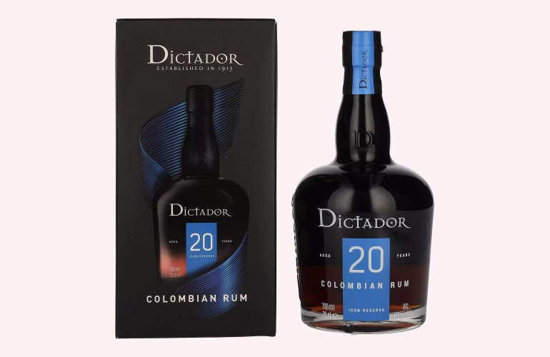 Dictador 20 Years Old ICON RESERVE Colombian Rum 40% Vol. 0,7l in geschenkverpakking