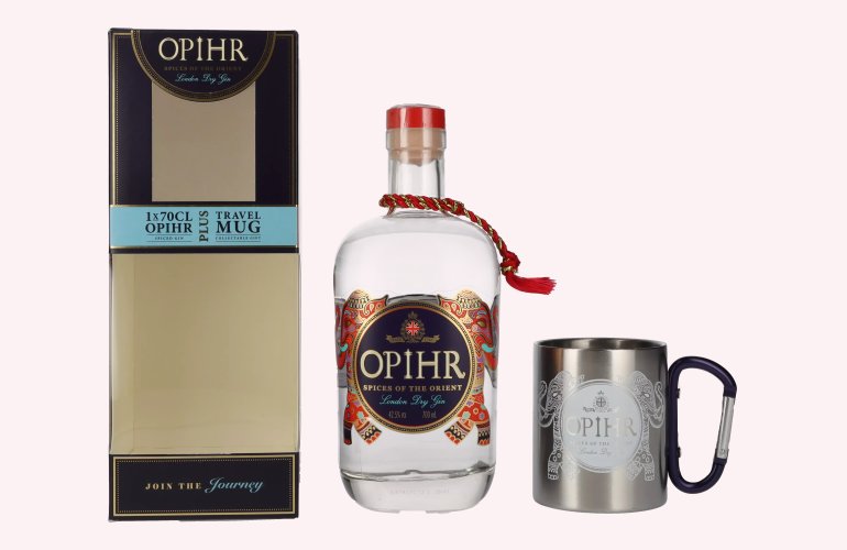 Opihr ORIENTAL SPICED London Dry Gin 42,5% Vol. 0,7l in geschenkverpakking met Travel Mug