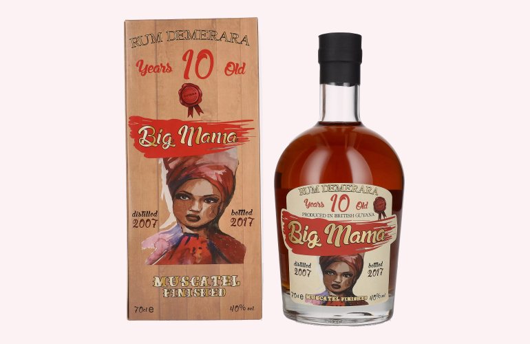 Big Mama 10 Years Old Rum Demerara Muscatel Finished 40% Vol. 0,7l en boîte cadeau