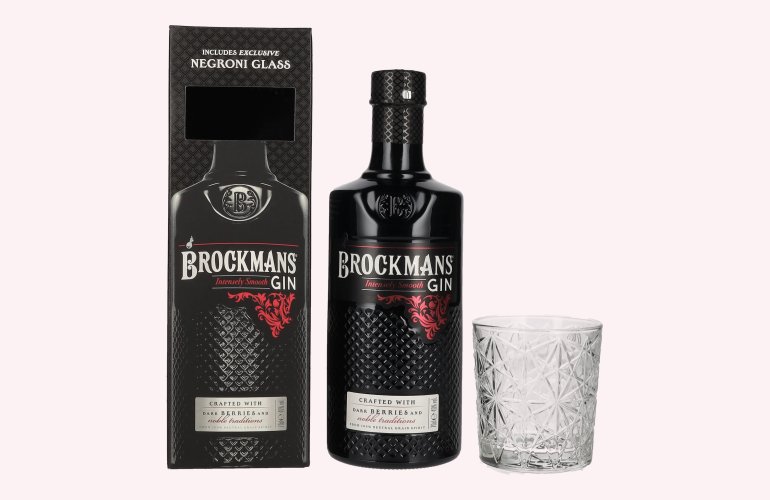 Brockmans Intensely Smooth PREMIUM GIN 40% Vol. 0,7l en boîte cadeau avec Verre