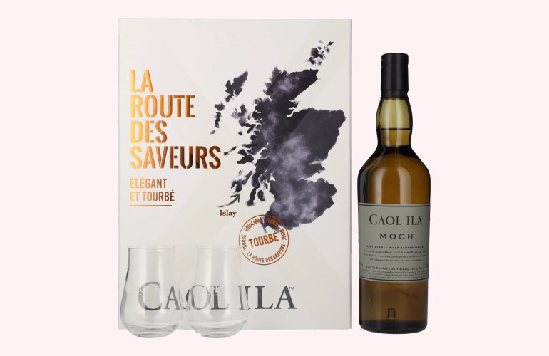 Caol Ila MOCH La Route des Saveurs Set 43% Vol. 0,7l in geschenkverpakking met 2 Bril