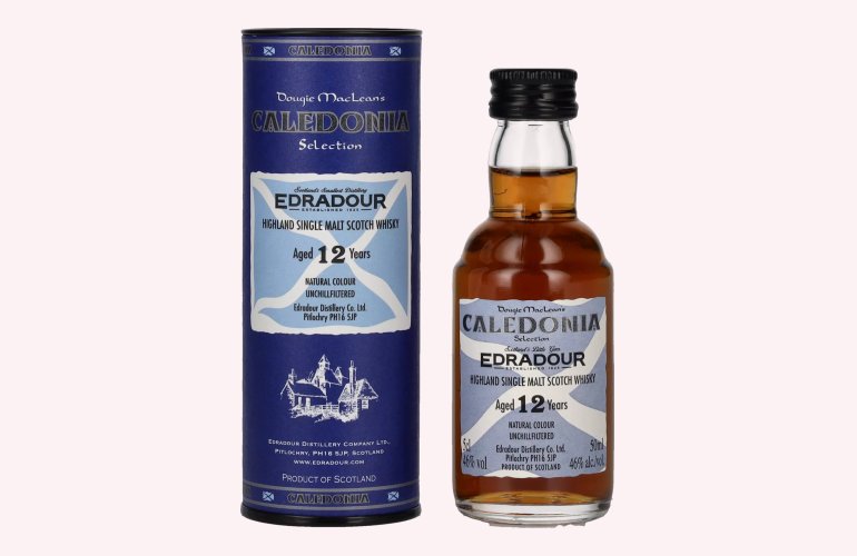 Edradour CALEDONIA 12 Years Old Highland Single Malt Scotch Whisky 46% Vol. 0,05l en boîte cadeau