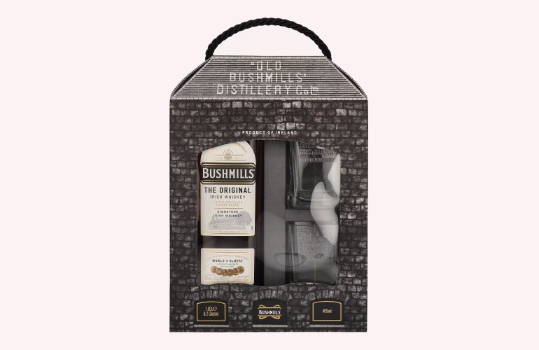 Bushmills Triple Distilled Original Irish Whiskey 40% Vol. 1l in geschenkverpakking met 2 Bril