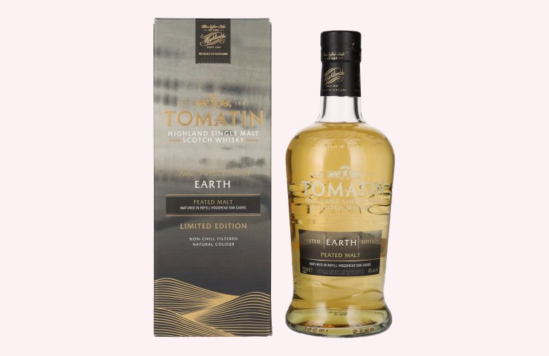 Tomatin EARTH Five Virtues Series Limited Edition PEATED MALT 46% Vol. 0,7l en boîte cadeau