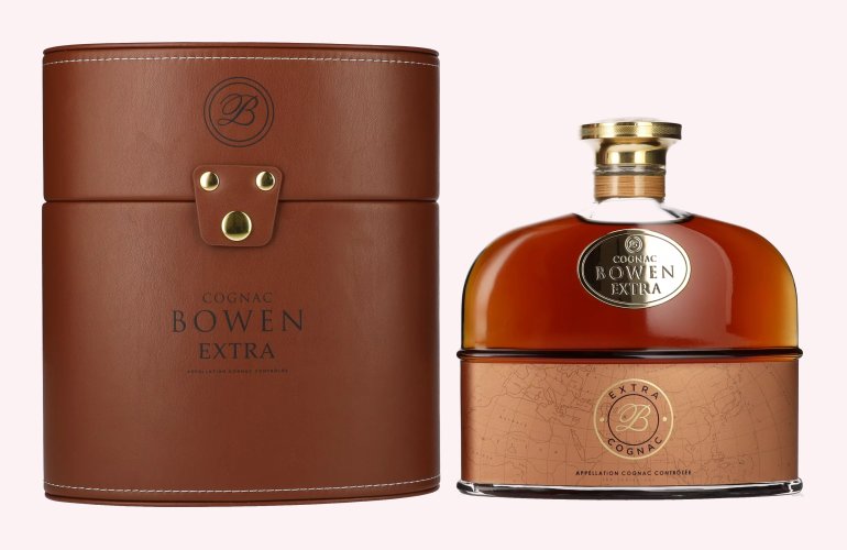 Cognac Bowen Extra 40% Vol. 0,7l en boîte cadeau in Lederoptik