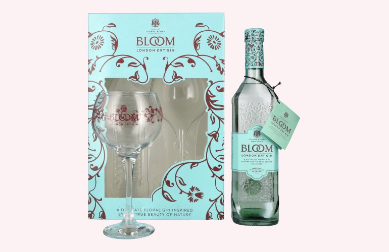 Bloom London Dry Gin 40% Vol. 0,7l in geschenkverpakking met Glas