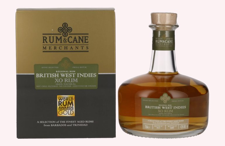 Rum & Cane BRITISH WEST INDIES XO Rum 43% Vol. 0,7l in geschenkverpakking