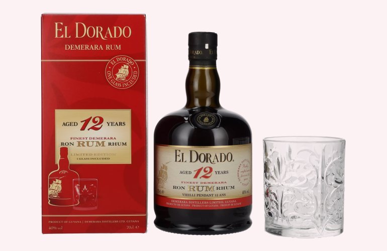 El Dorado 12 Years Old Finest Demerara Rum 40% Vol. 0,7l en boîte cadeau avec Tumbler