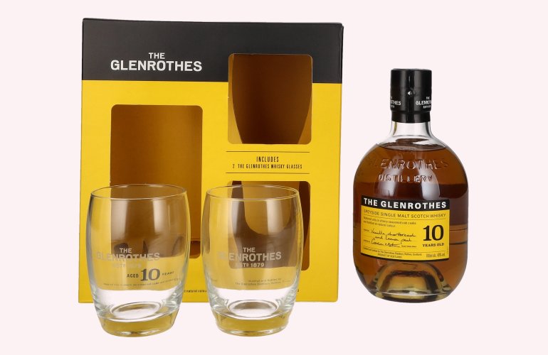 The Glenrothes 10 Years Old Speyside Single Malt 40% Vol. 0,7l en boîte cadeau avec 2 Verres