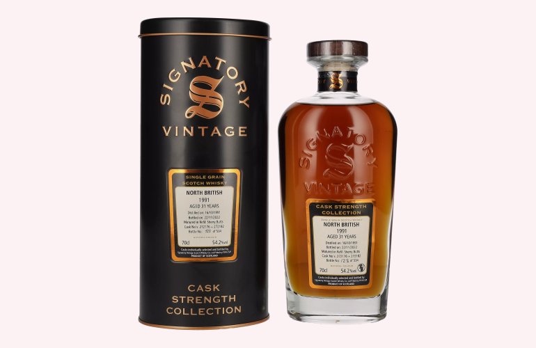 Signatory Vintage NORTH BRITISH 31 Years Old Single Grain 1991 54,2% Vol. 0,7l in Tinbox