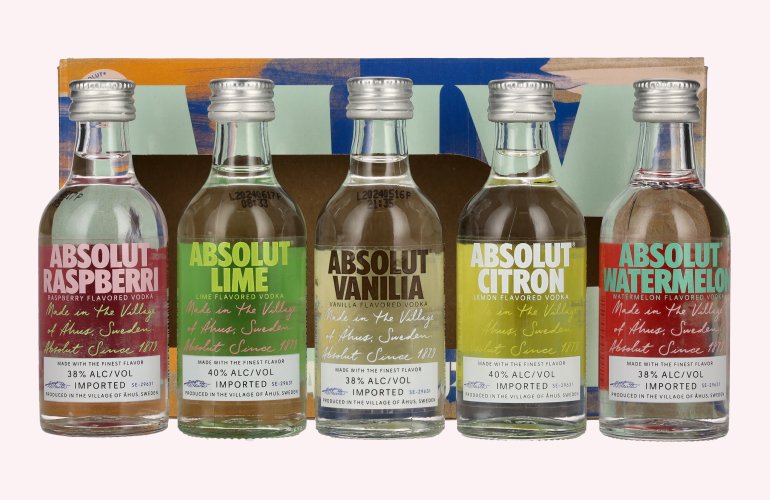 Absolut Vodka FLAVORED FIVE Miniature Set 38,8% Vol. 5x0,05l