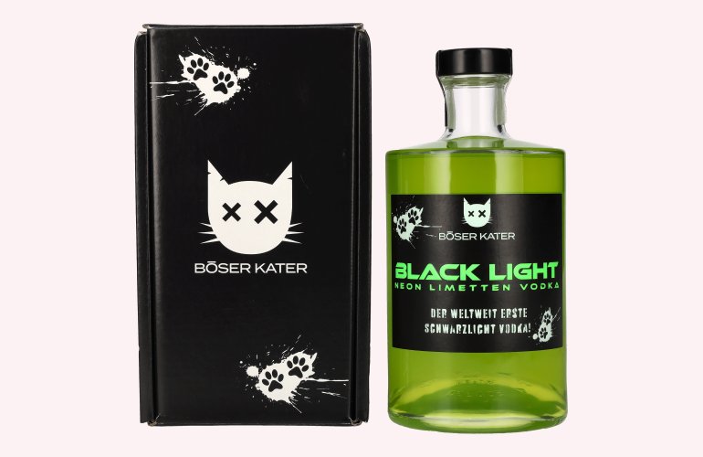 BÖSER KATER Black Light Neon Limetten Vodka 40% Vol. 0,5l in Giftbox