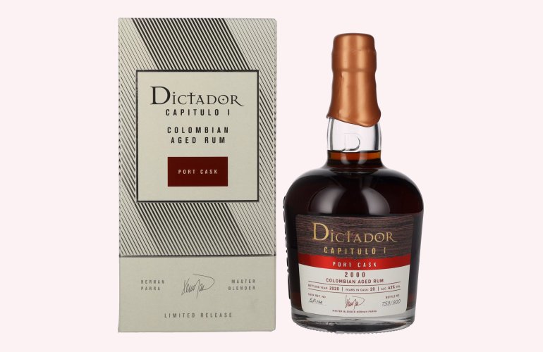 Dictador CAPITULO I 20 Years Old Port Cask Colombian Aged Rum 2000 43% Vol. 0,7l en boîte cadeau