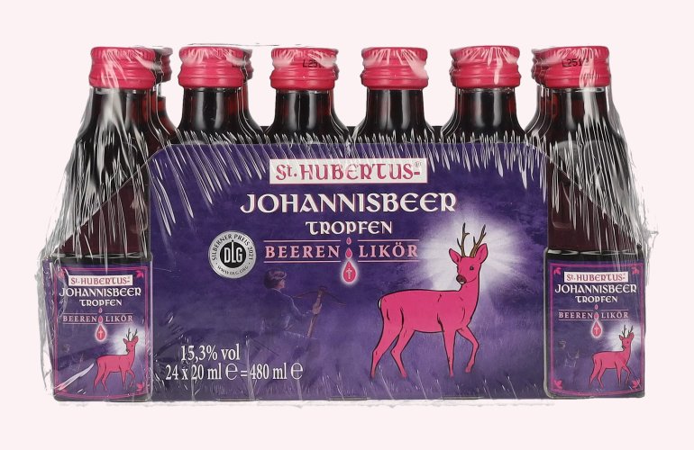 St. Hubertus JOHANNISBEER Tropfen Beeren-Likör 15,3% Vol. 24x0,02l