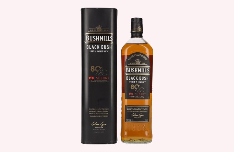 Bushmills BLACK BUSH 80/20 PX Sherry Cask Reserve Irish Whiskey 40% Vol. 1l en boîte cadeau