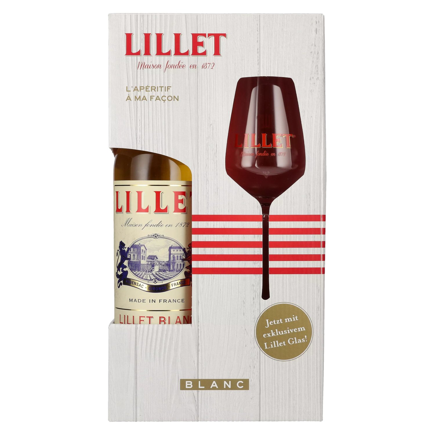Lillet Blanc 17% Vol. 0,75l in with glass Giftbox