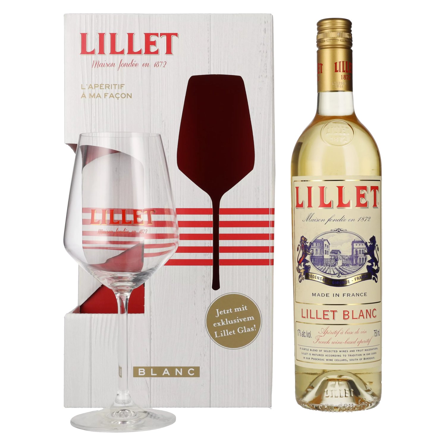 glass Blanc Vol. in 17% Giftbox 0,75l Lillet with