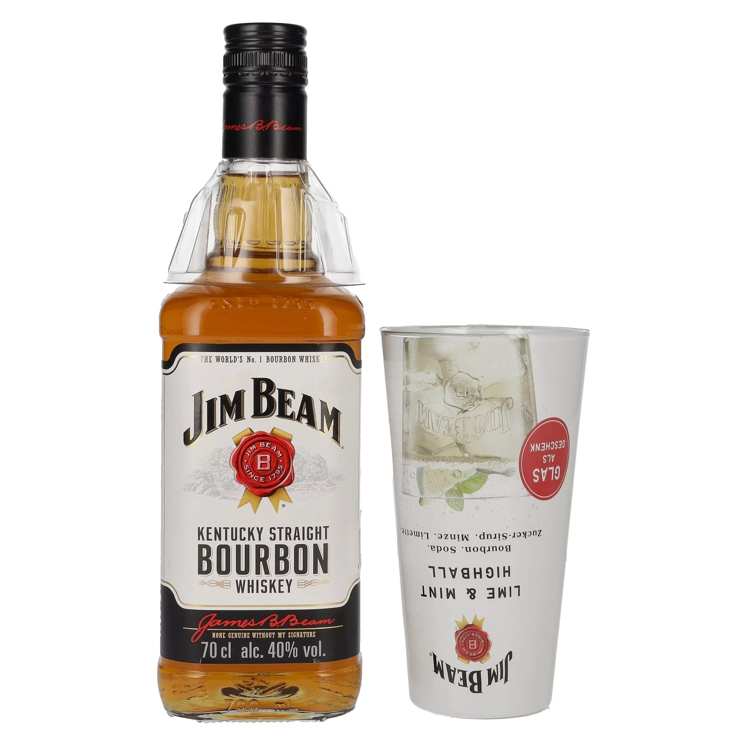 Jim Beam with 40% 0,7l Highball Whiskey Straight glass Bourbon Kentucky Vol