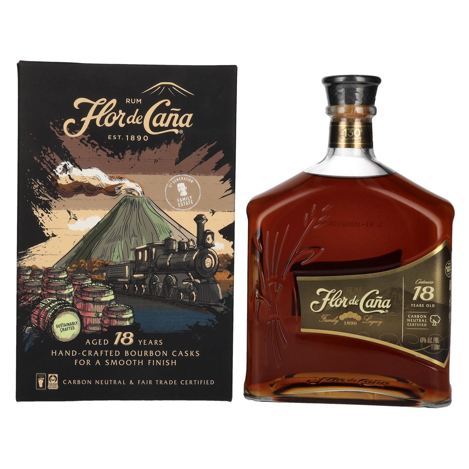 Flor de Caña Single 18 Slow Rum Vol. Old Centenario Giftbox 1l Years 40% Estate Aged in