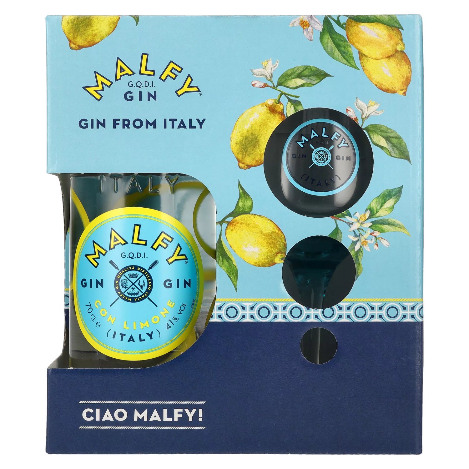 Gin CON Malfy 0,7l with Vol. 41% LIMONE in glass Giftbox