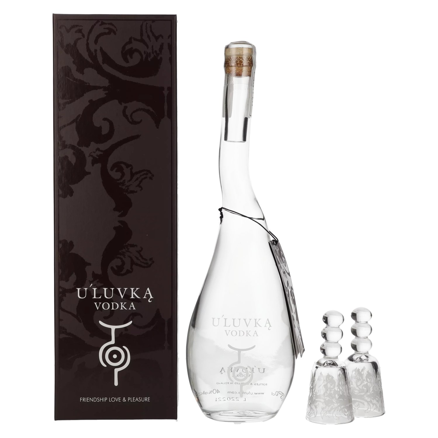 U\'Luvka Vodka 40% in 0,7l Geschenkbox mit 2 Gläsern Vol