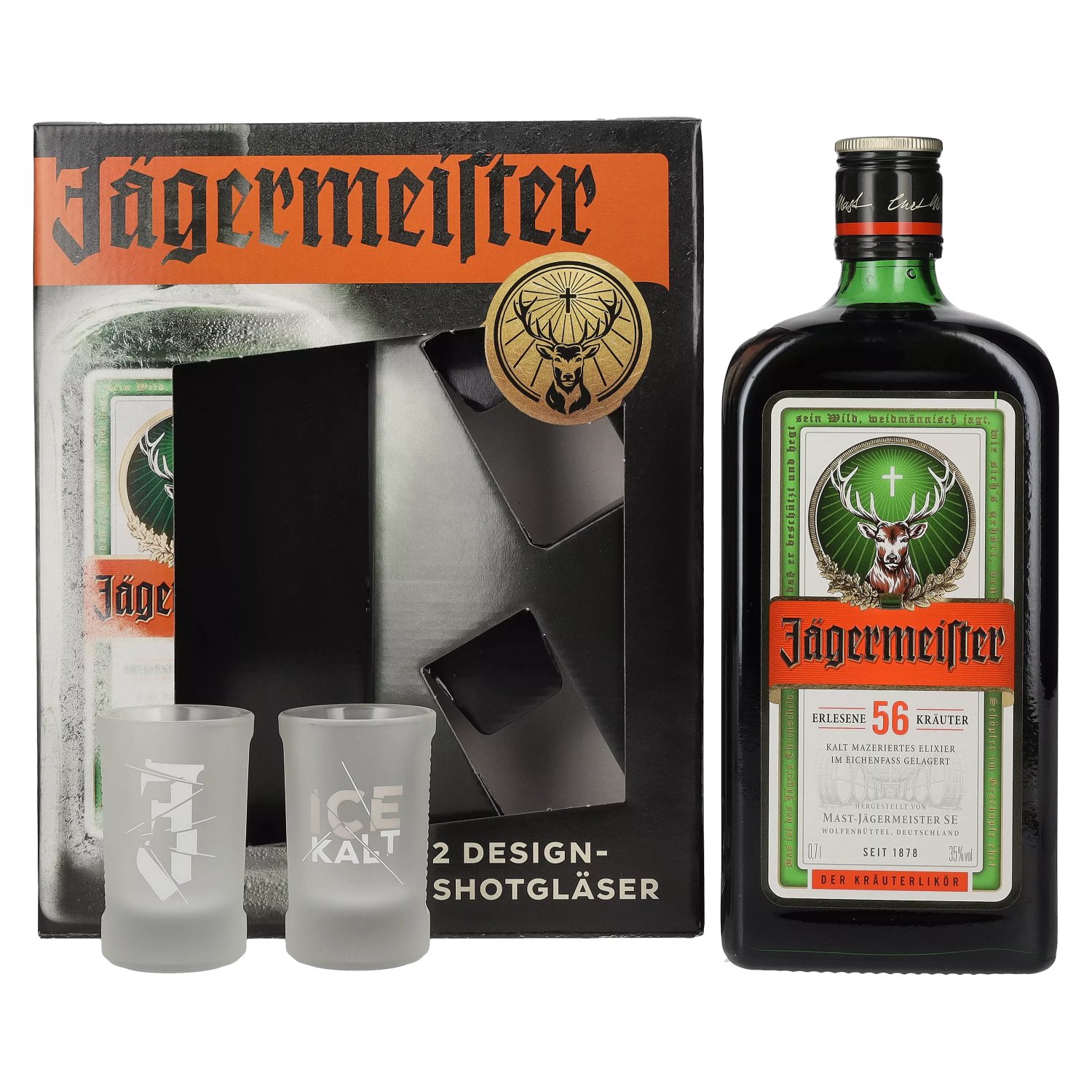 in with 35% 2 0,7l Vol. Shotgläser Jägermeister Giftbox