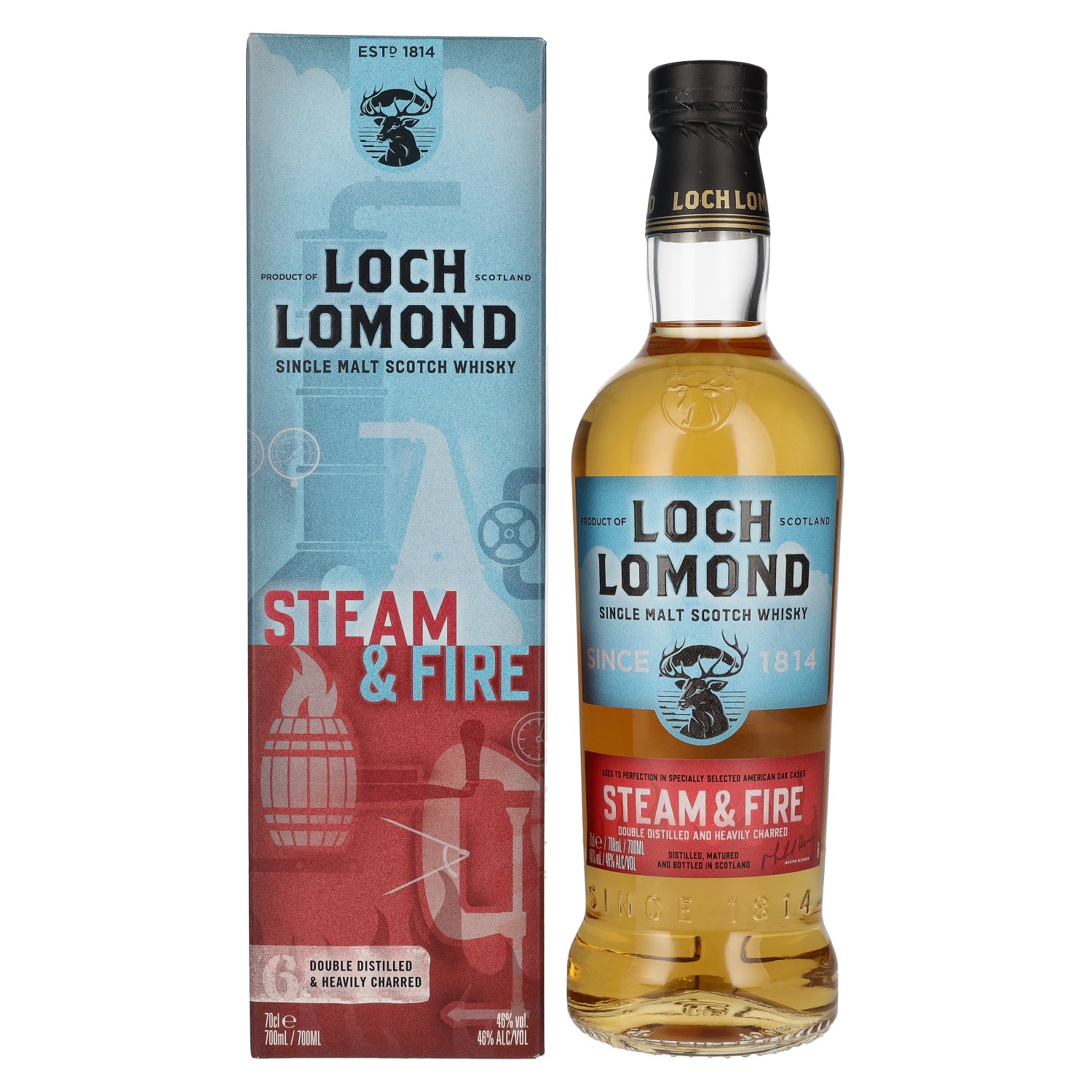 in Scotch 0,7l Whisky Geschenkbox Loch Vol. STEAM & Malt Single FIRE Lomond 46%