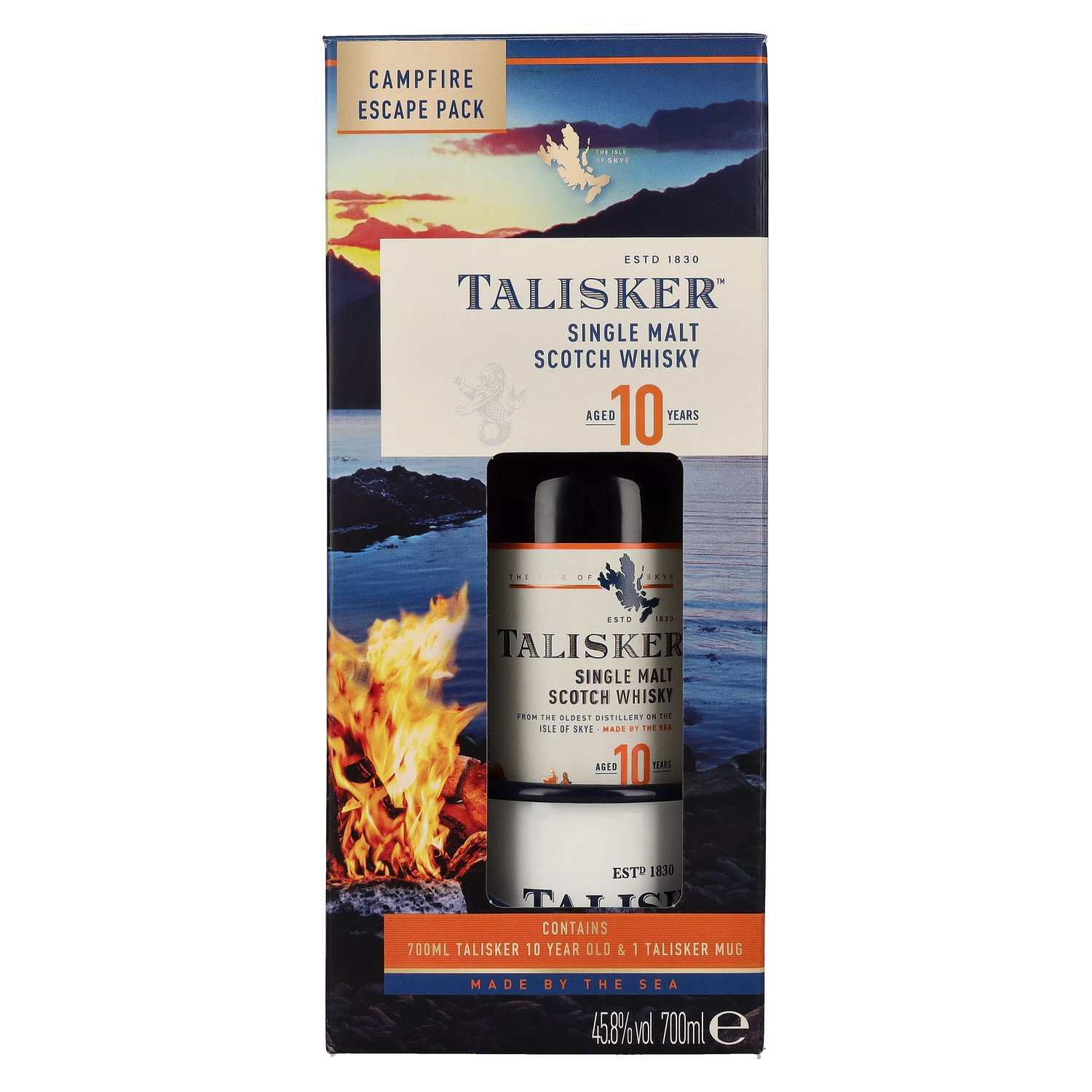 Talisker 10 Years 0,7l mit Pack Campfire Old Mug in Geschenkbox Escape Talisker Vol. 45,8