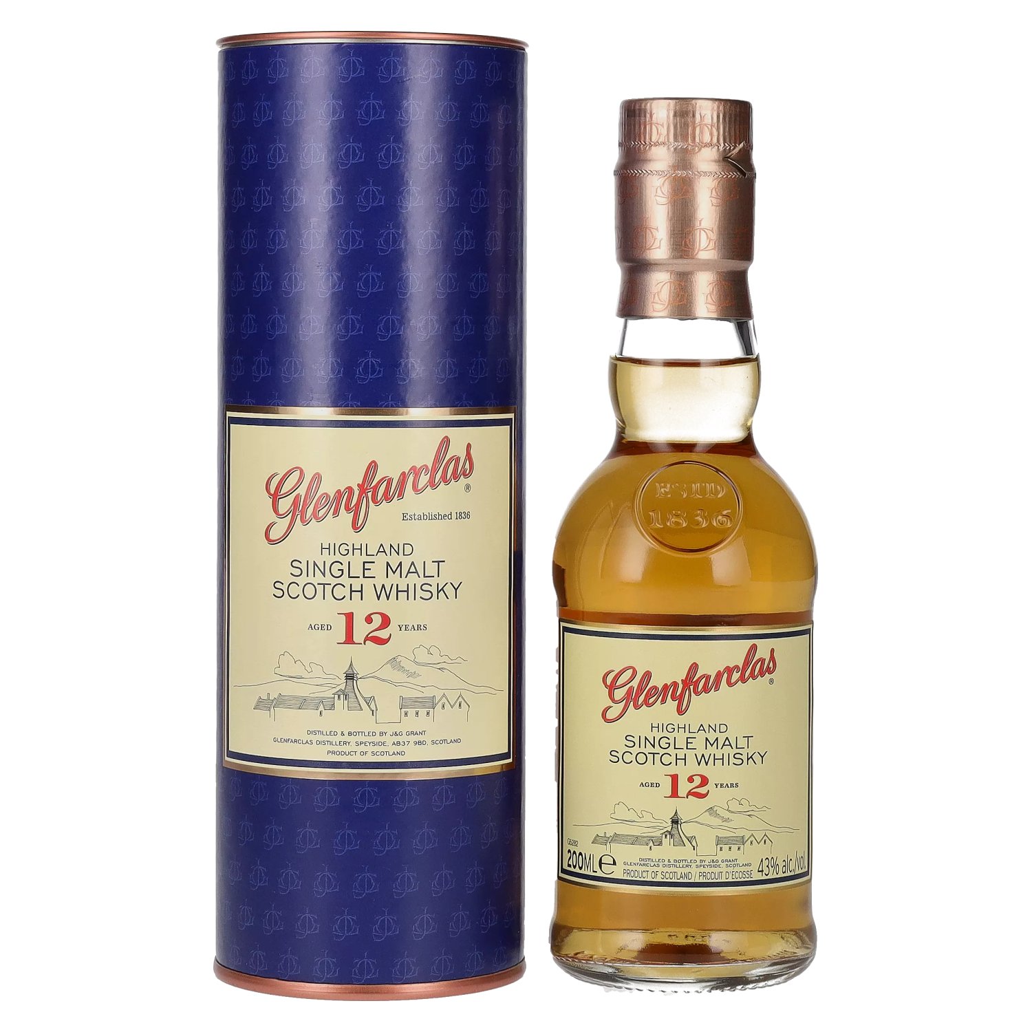 Glenfarclas 12 Years Old Highland 43% Scotch 0,2l Whisky in Malt Single Vol. Geschenkbox