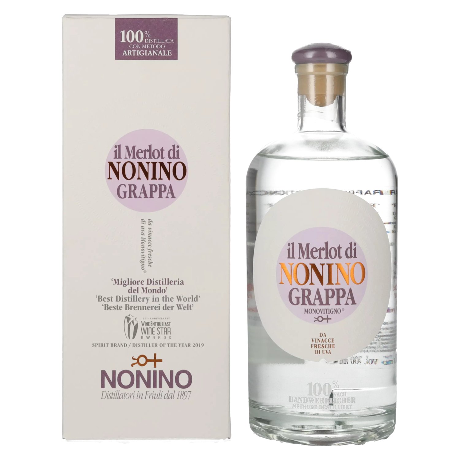 Nonino Grappa Giftbox il 41% Merlot in Monovitigno Vol. 0,7l