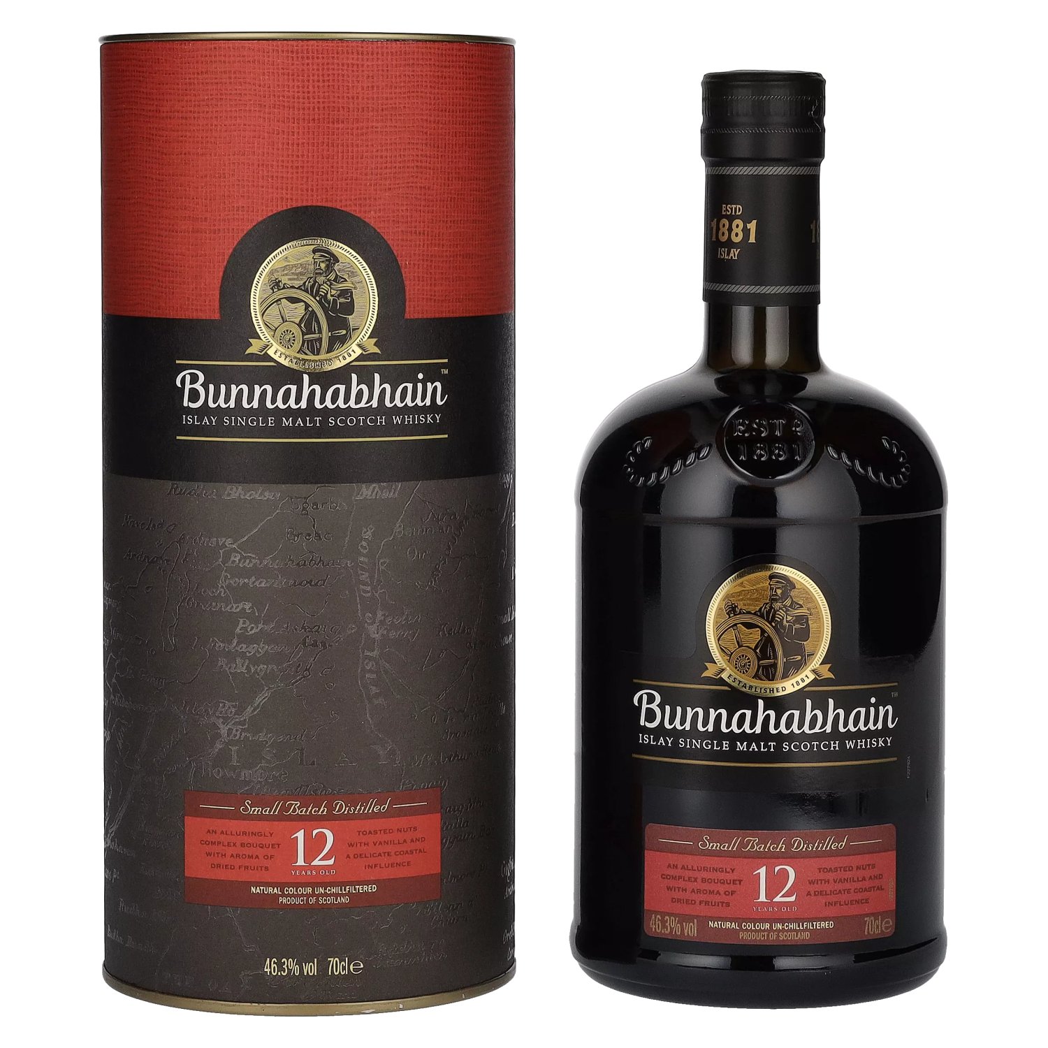 Bunnahabhain 12 Years Malt in Islay Single Scotch Whisky Vol. Old Geschenkbox 0,7l 46,3