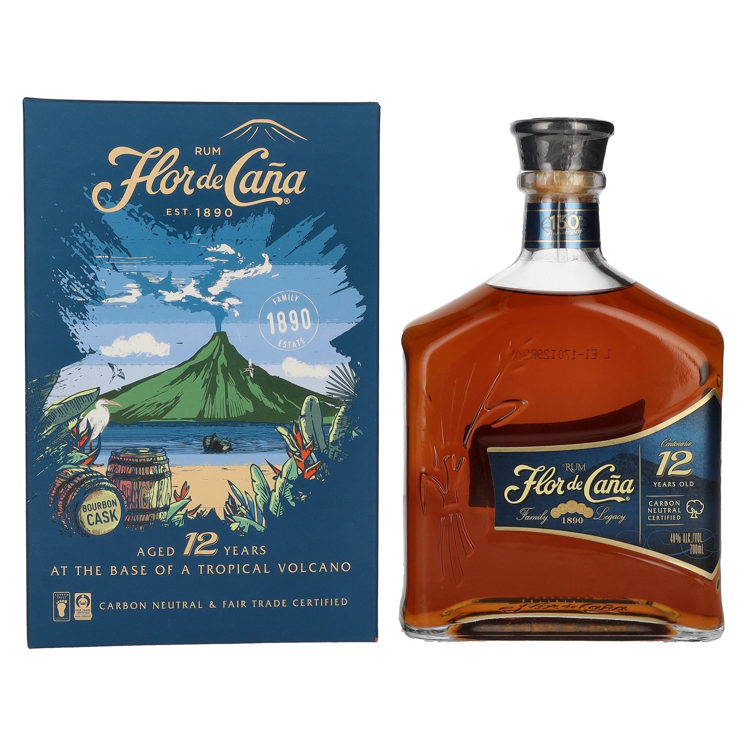 Flor Years 40% Centenario Rum in 12 Giftbox Vol. 0,7l Old Caña de