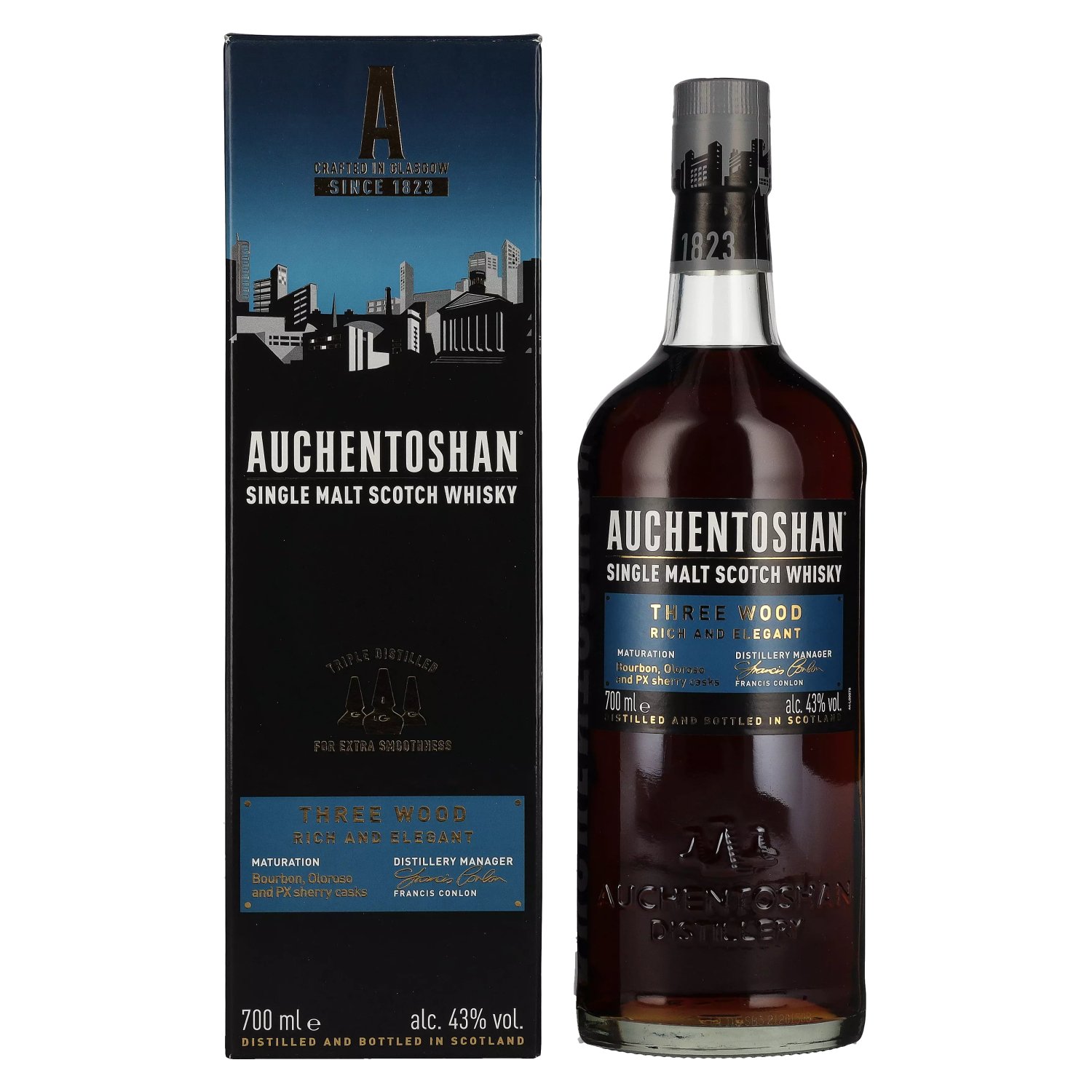 THREE Auchentoshan Giftbox 0,7l Scotch 43% Malt in Vol. Whisky WOOD Single