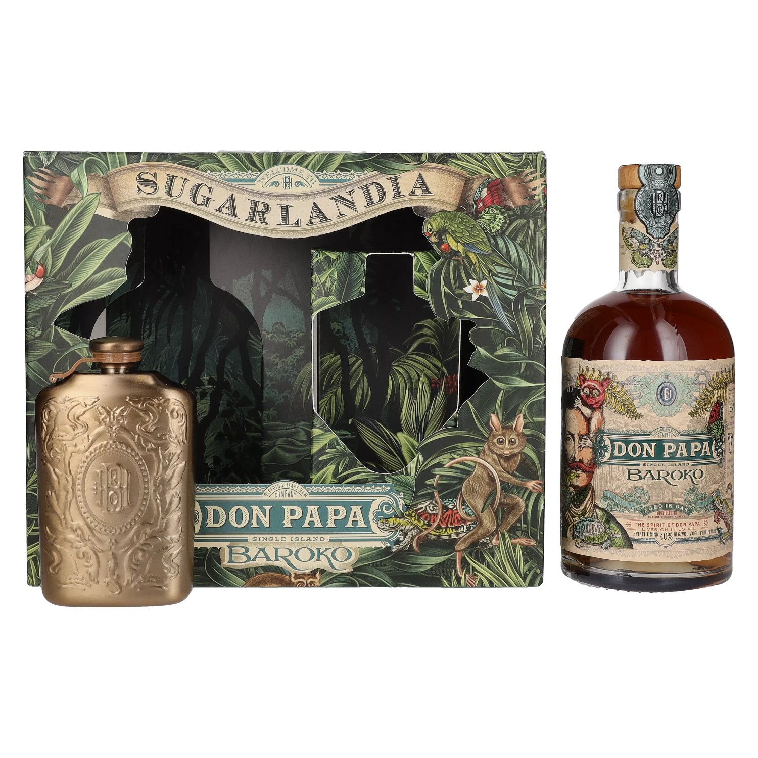 Don Papa in with Flask 0,7l BAROKO Vol. Hip 40% Giftbox